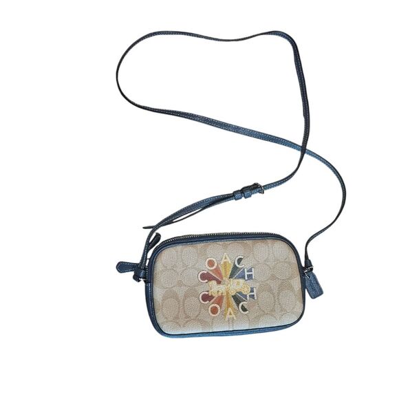 Coach Crossbody Pouch In Signature Canvas Coach Radial Rainbow Navy Leather NWOT - Picture 8 of 16